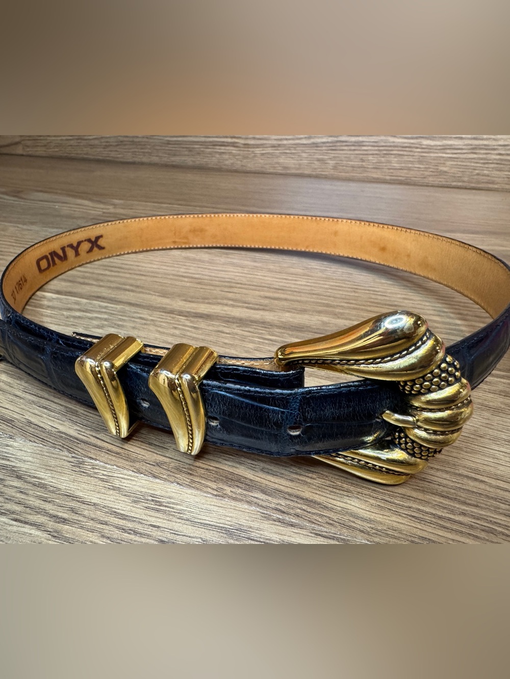 Brighton Onyx Black Croc Embossed Leather Belt Women’s Small Size 30 Made 1995